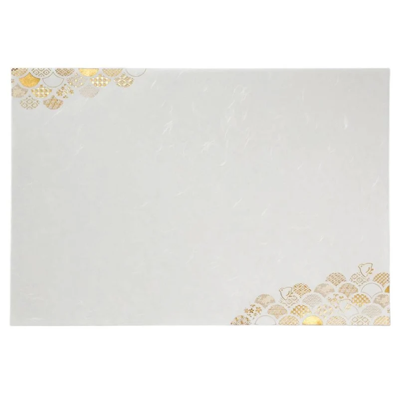 Paper Placemats Elegant Gold Foil Seigaiha Wave Pattern 3 Sheets