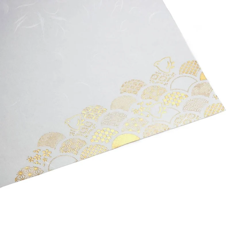 Paper Placemats Elegant Gold Foil Seigaiha Wave Pattern 3 Sheets