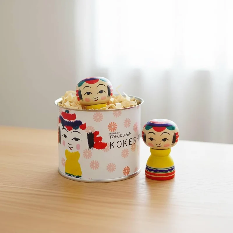Handmade Kokeshi Doll Collectible Can Series Taisho Style