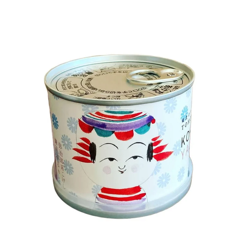 Handmade Kokeshi Doll Collectible Can Series Flat Head Style
