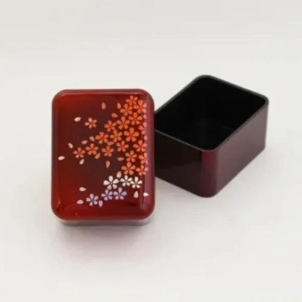 Red Lacquered Small Accessory Case Sakura Cherry Blossom Design