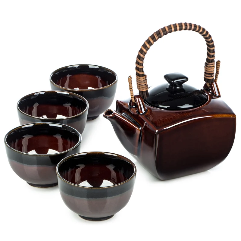 Japanese Tea Pot Set - Ame Glaze