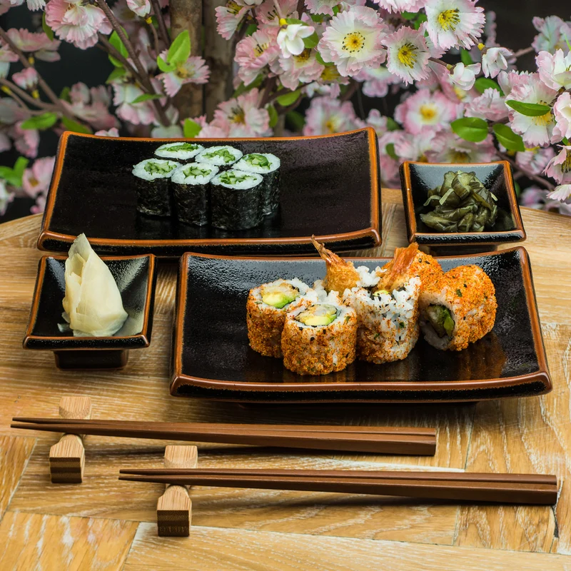 Tenmoku Japanese Sushi Dish Set