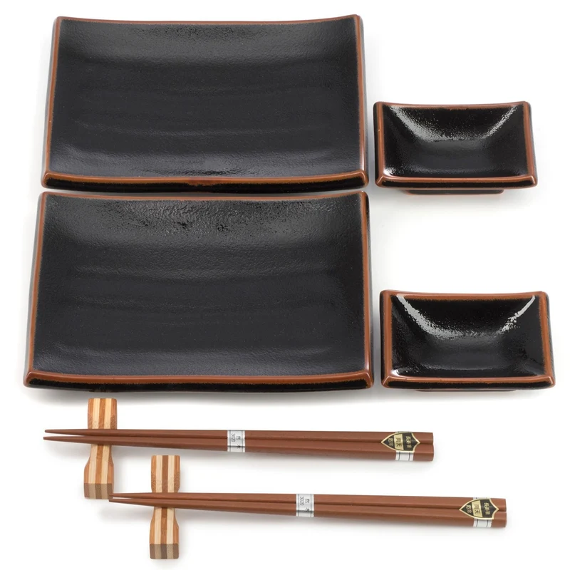 Tenmoku Japanese Sushi Dish Set