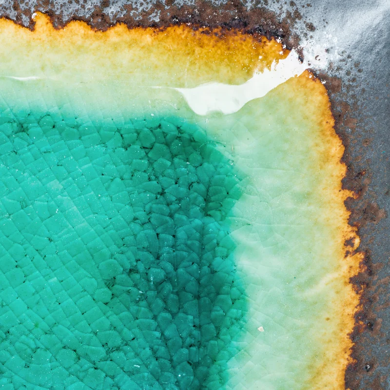 Turquoise Crackleglaze Rectangular Plate Set