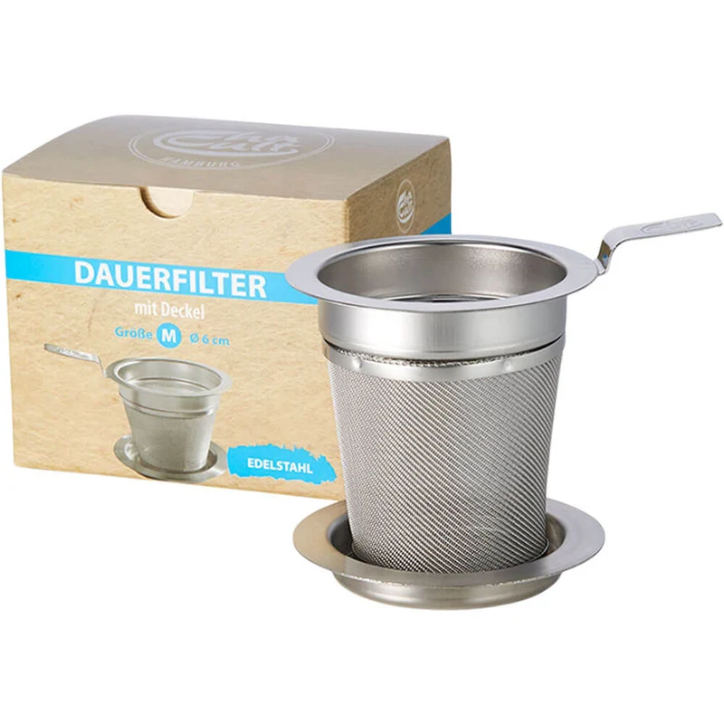 Teedauerfilter Edelstahl mit Ablage in fünf Größen