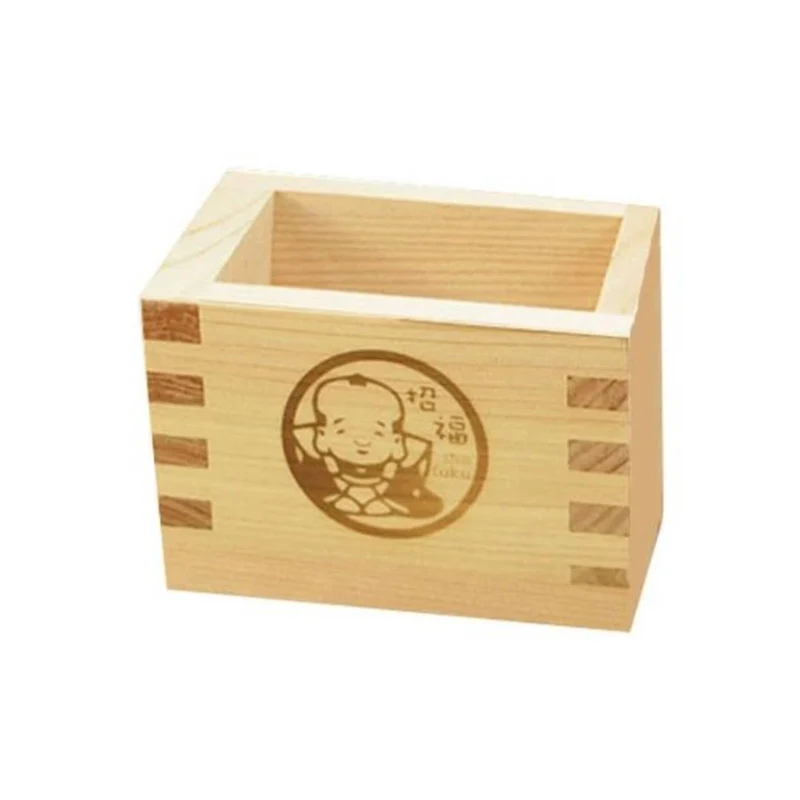 Hinoki Masu Japanese Cypress Wooden Sake Cup Lucky Character Design