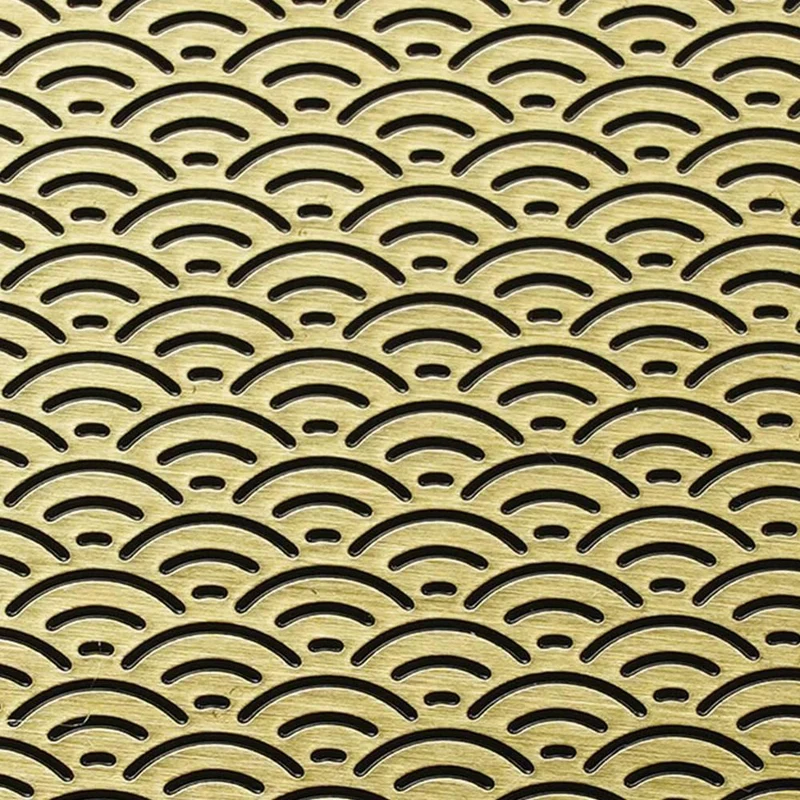 Luxury Brass Coaster Japanese Design Seigaiha Wave Pattern φ8.6cm