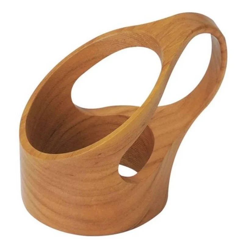 Artisan Hand-Carved Cherry Wood Cup Holder Unique Piece
