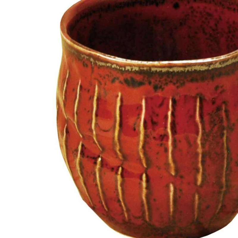 Rustic Teacup Handmade Minoware Porcelain Cup Red & Yellow