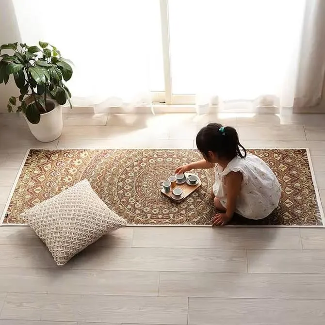 Ikehiko Igusa Rush Grass Tatami Yoga Mat Red Mandala Pattern 185cm