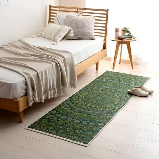 Ikehiko Igusa Rush Grass Tatami Yoga Mat Green Mandala Pattern 185cm
