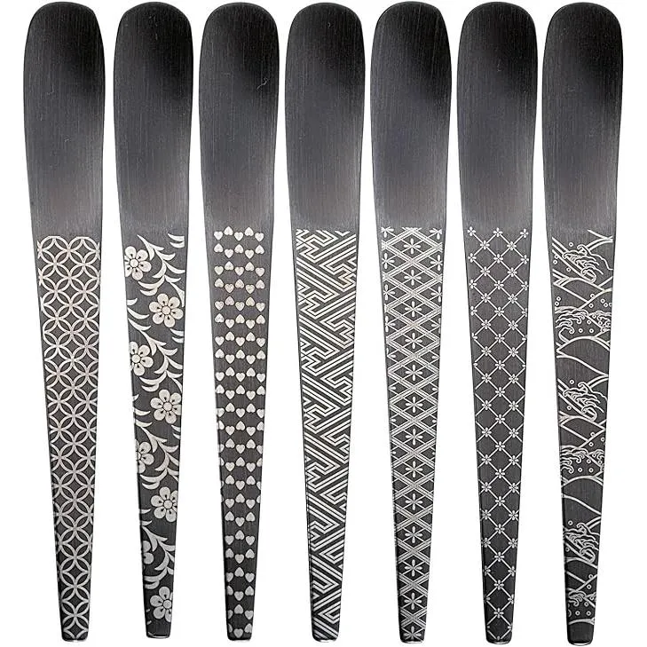 Todai Japanese Black Steel Drink Stirrer Coffee Muddler 7 Piece Set