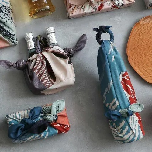 Furoshiki Red Fuji Ukiyo-e Art Cotton Wrapping Cloth 48x48cm