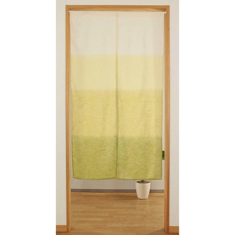 Noren Hand Printed Green Matcha Shading Pattern Door Linen Curtain