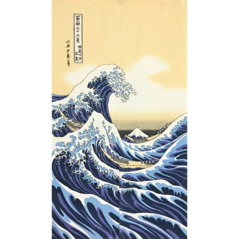 Noren Great Wave off Kanagawa Print Hokusai Art Japanese Curtain