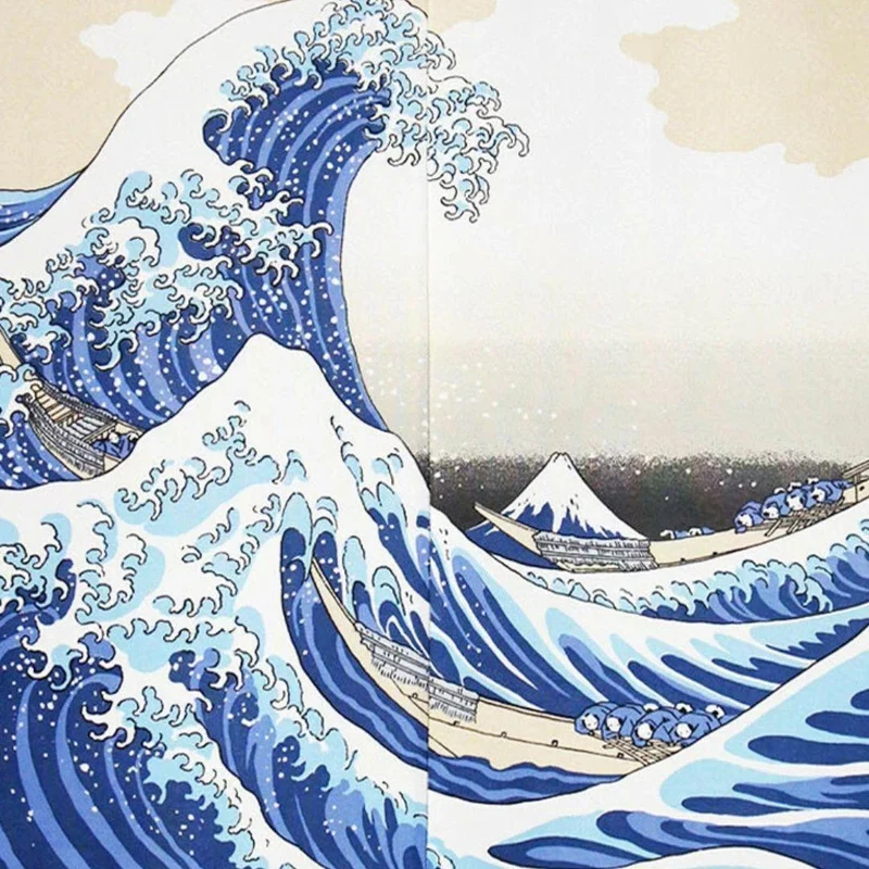 Noren Great Wave off Kanagawa Print Hokusai Art Japanese Curtain