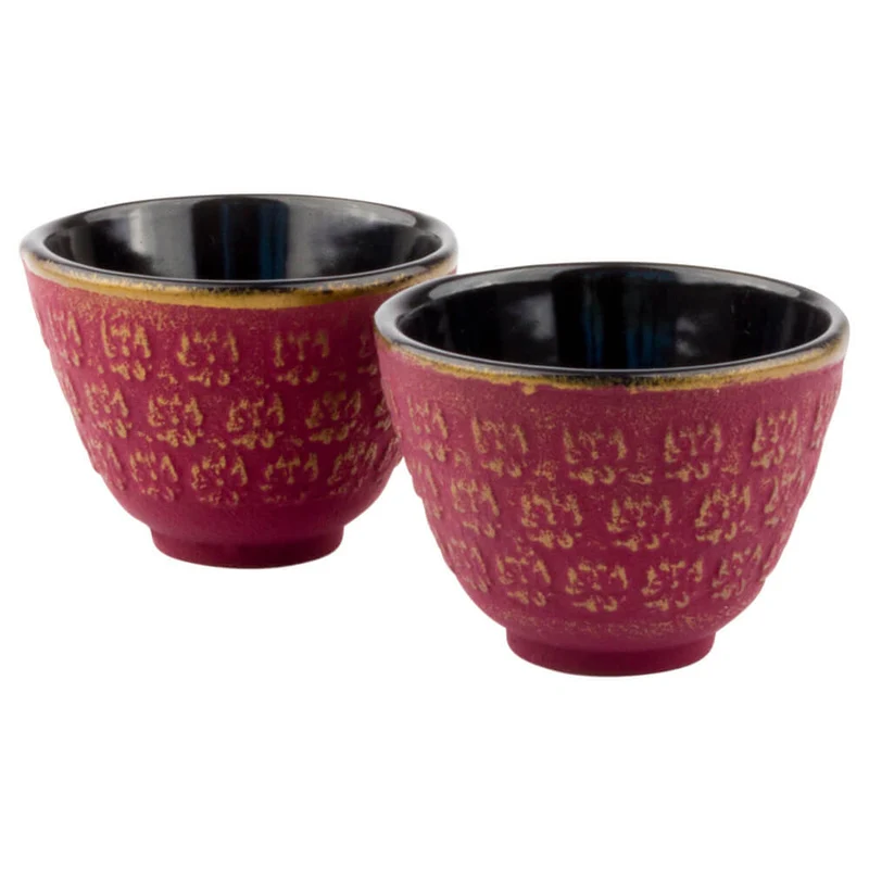 Gusseisen Teekanne Shanghai mit 2 Tassen, pink/gold