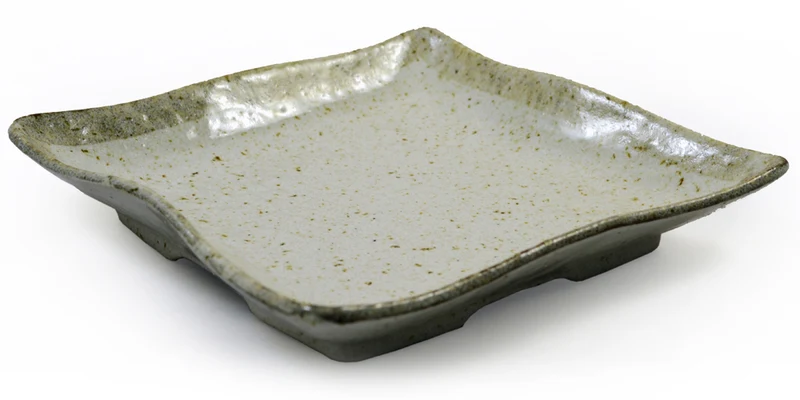 Beige Glazed Japanese Ceramic Square Plate