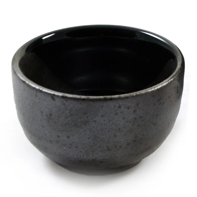 Black & Silver Glazed Japanese Sake Cup