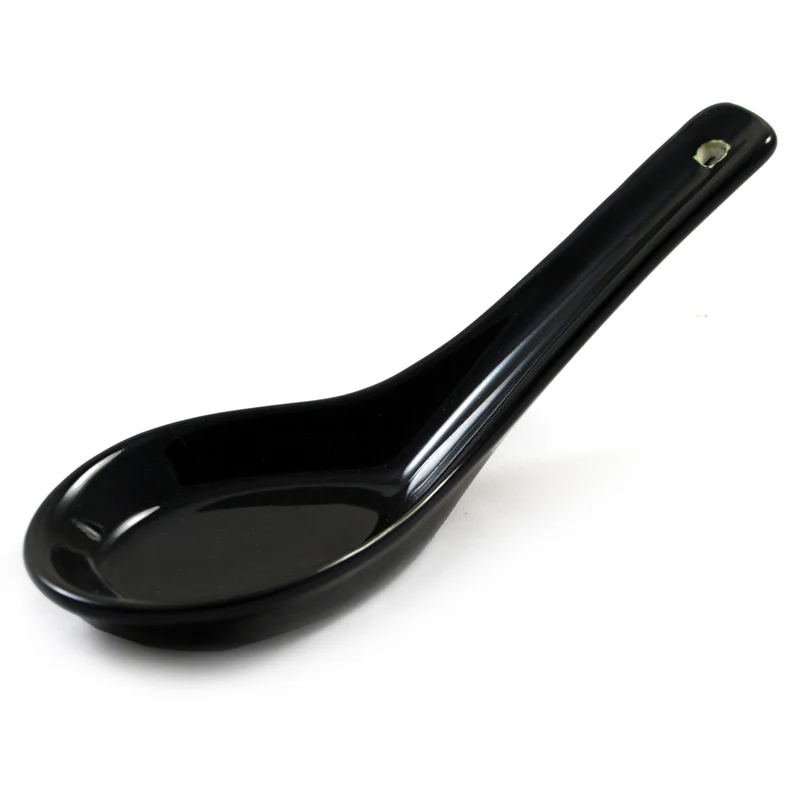 Black Ceramic Japanese Soup Spoon