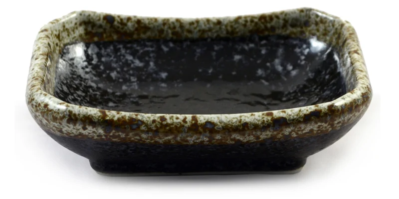 Black Speckle Glazed Japanese Ceramic Soy Sauce Dish