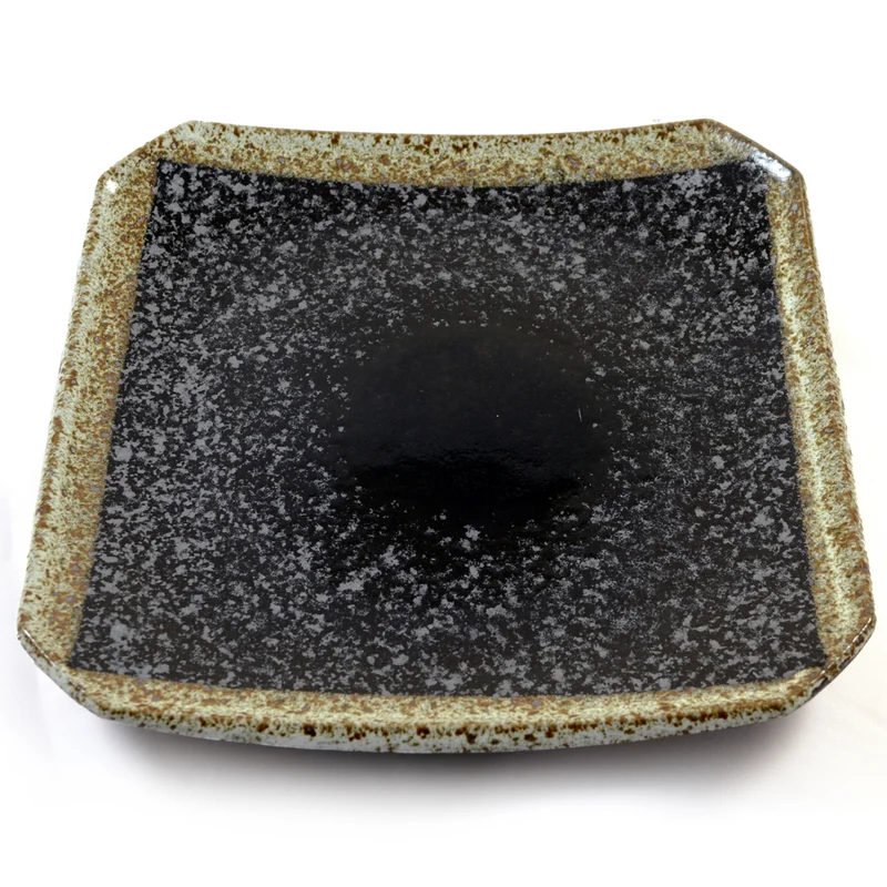 Black Speckle Glazed Japanese Stoneware Plate