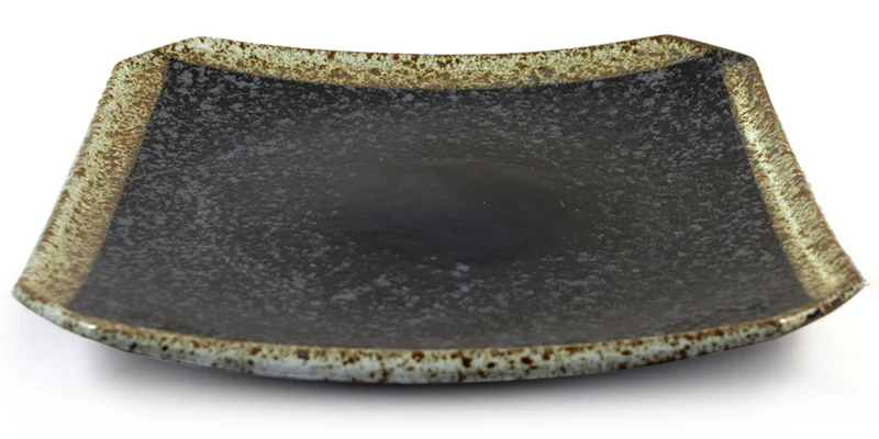 Black Speckle Glazed Japanese Stoneware Plate