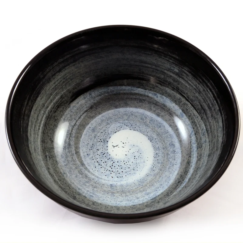 Blue & White Japanese Ceramic Swirl Glazed Bowl