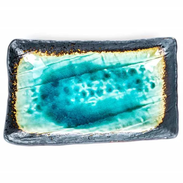 Blue Crackleglaze Large Oblong Sushi Plate