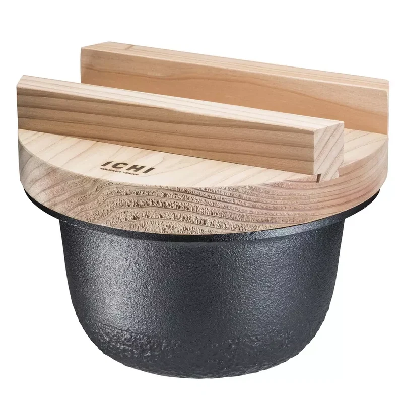 Cast Iron Small Rice Cooker With Wooden Lid IH Compatible
