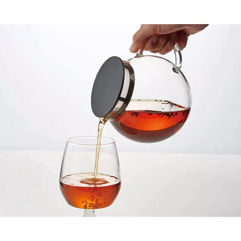 Hario Jumping Leaf Transparent Glass Teapot With Strainer Lid 600ml