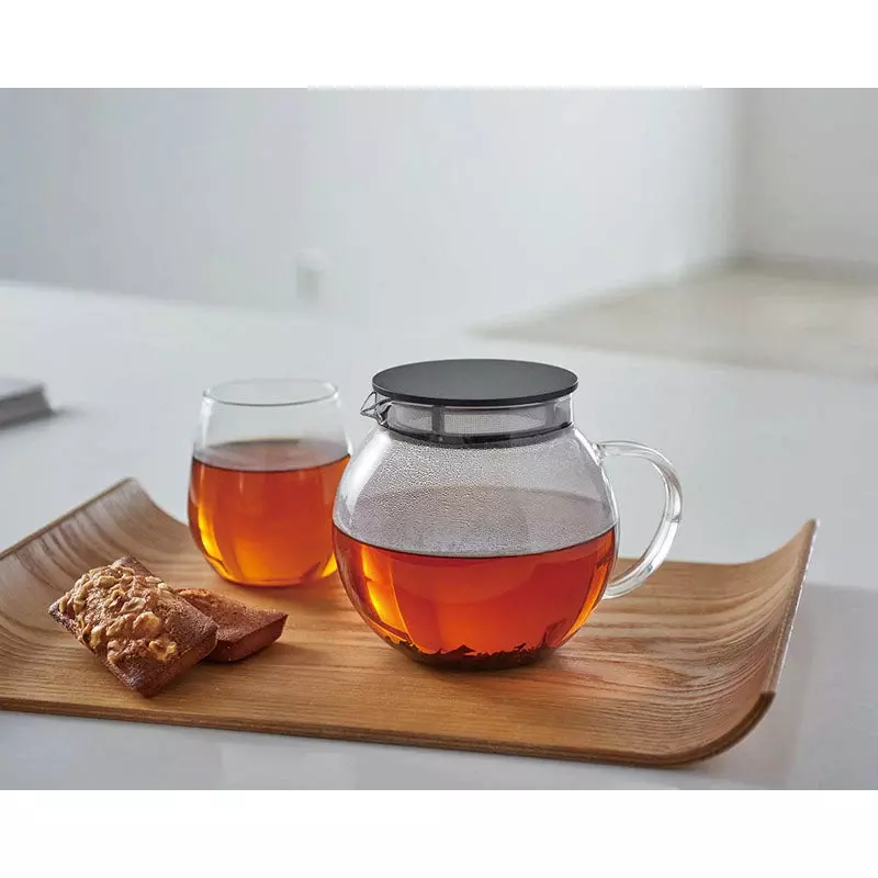Hario Jumping Leaf Transparent Glass Teapot With Strainer Lid 600ml