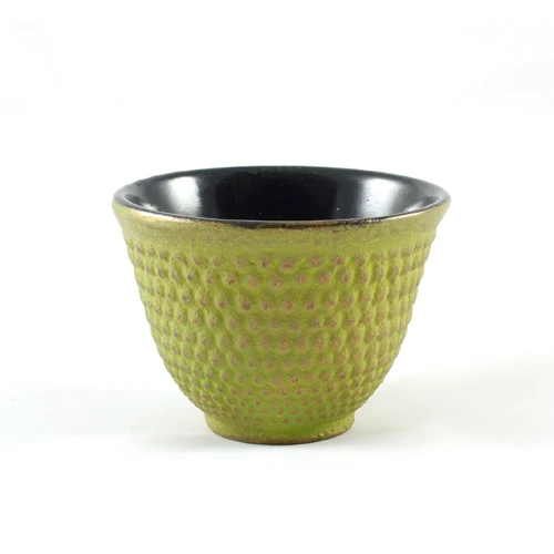 Cast Iron Tea Cup with Arare Pattern - Green & Gold