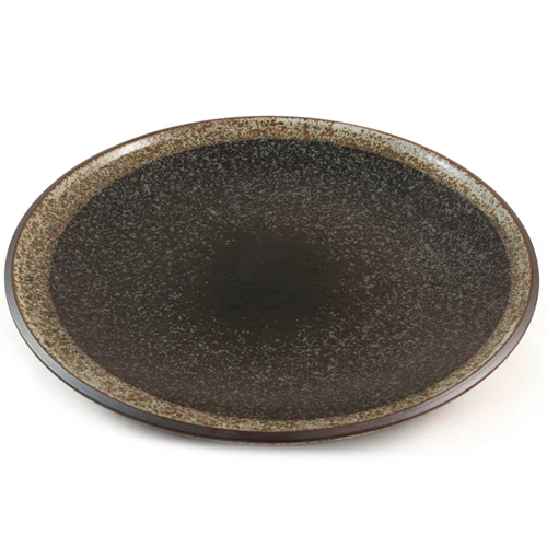 Ceramic Dinner Plate with Black Speckled Glaze