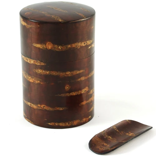 Cherry Wood Tea Caddy with Scoop