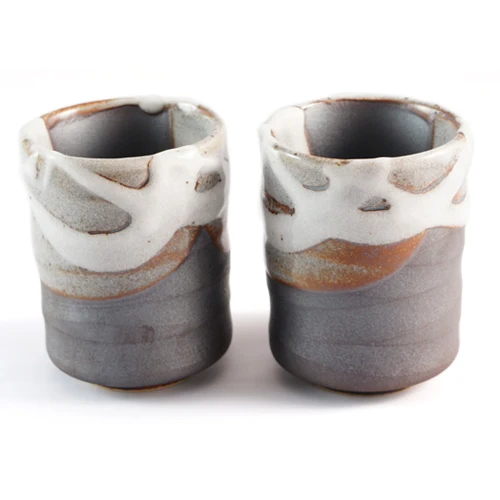 Chunky White Glazed Ceramic Cup Pair