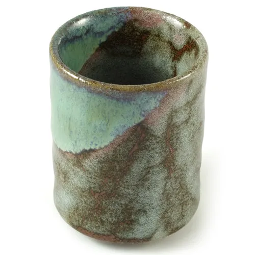 Green & Brown Glazed Ceramic Cup
