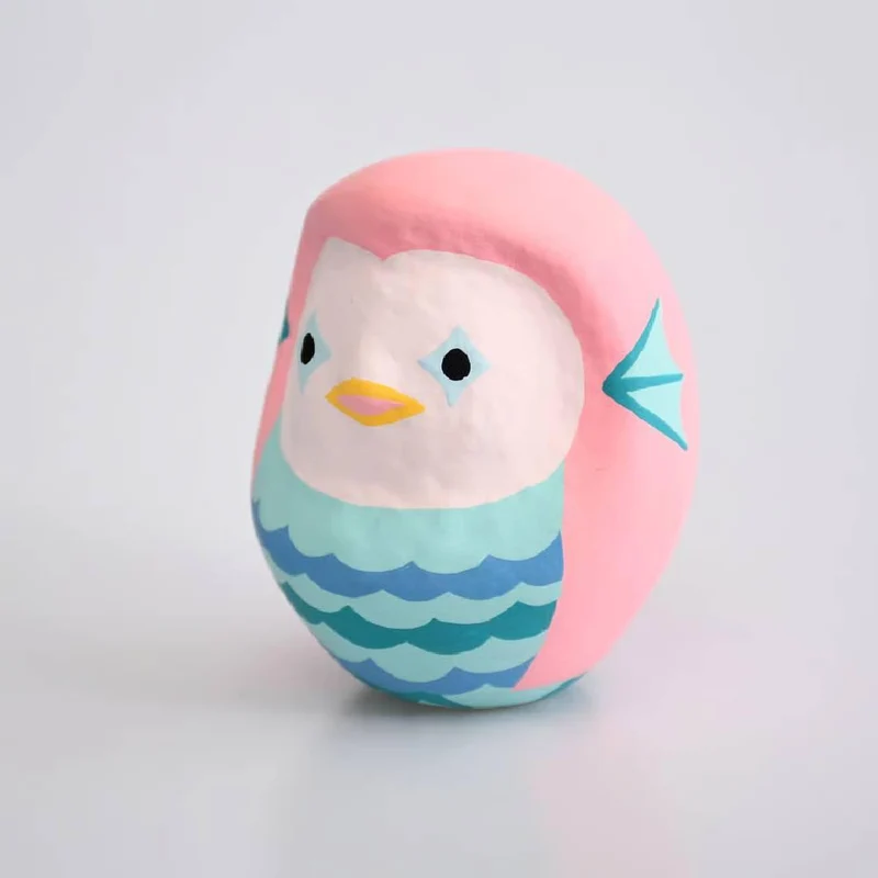 Shirakawa Daruma Amabie Daruma Handmade Cute Pink Yokai Doll 8.5cm