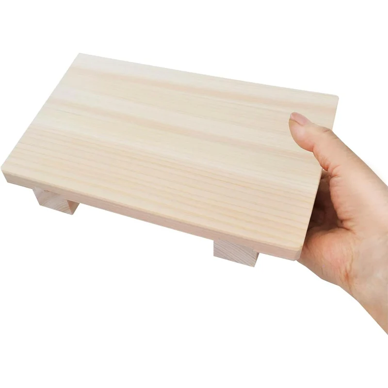 Handcrafted Wooden Sushi Serving Board Tray Natural Wood 21cm