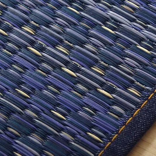 Ikehiko Yoga Mat Igusa Tatami & Kaihara Denim Rainbow Pattern 180cm