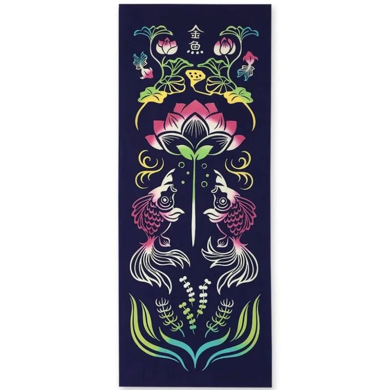 Kenema Tenugui Stylish Goldfish Japanese Traditional Hand Dyed Cloth