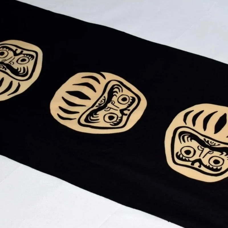Kenema Tenugui Black Daruma Traditional Hand Dyed Cloth 35 x 90cm