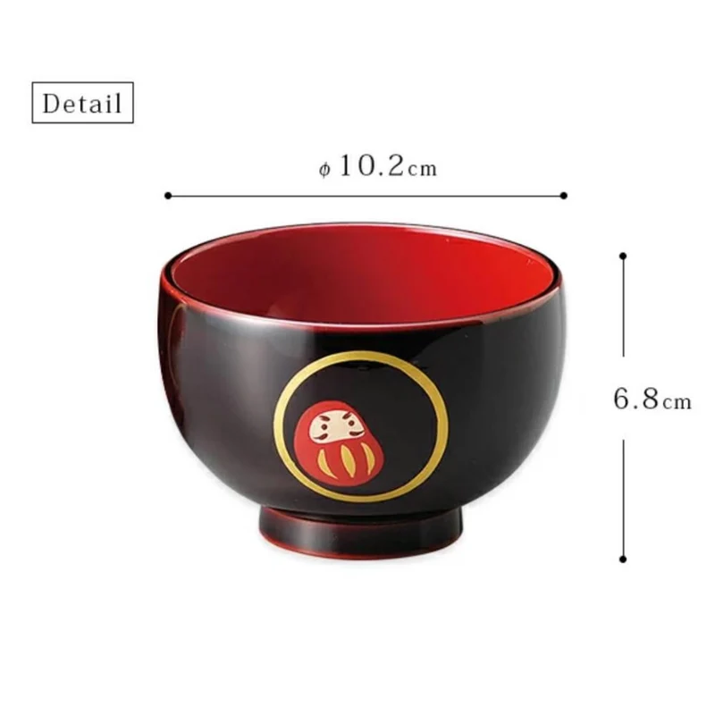 Isuke Japanese Lacquered Soup Bowls Daruma Doll Design (Set of 2)