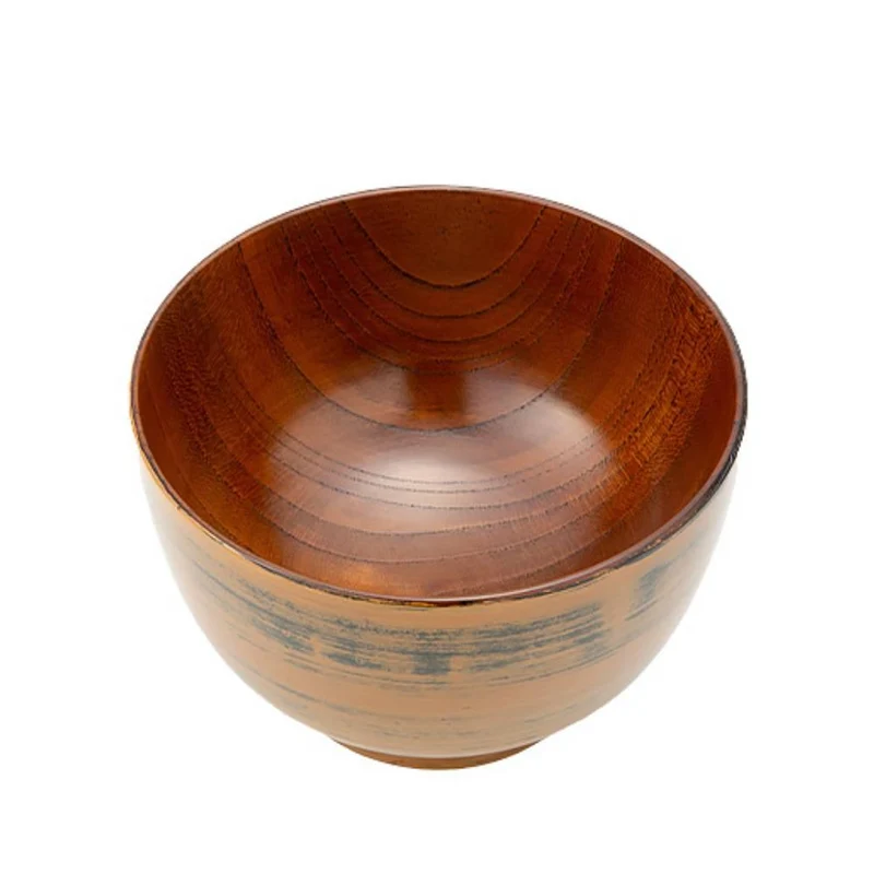 Isuke Japanese Lacquered Wooden Soup Bowl Yellowish