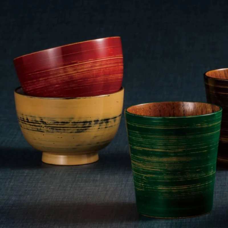 Isuke Japanese Lacquered Wooden Soup Bowl Yellowish