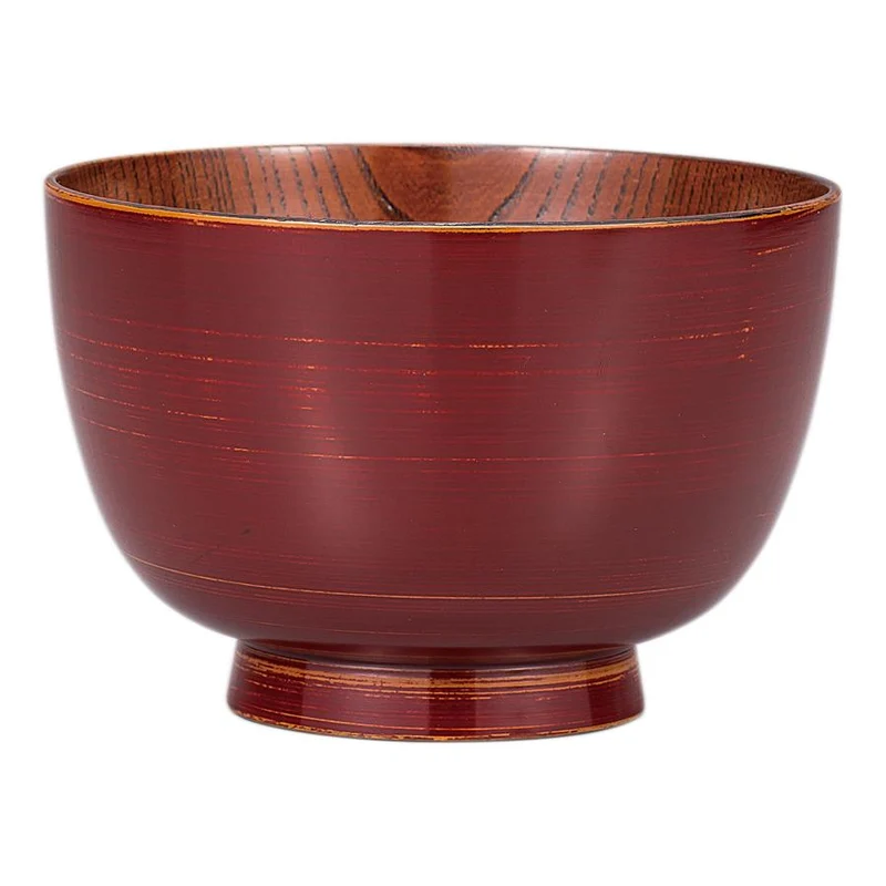 Isuke Japanese Lacquered Wooden Soup Bowl Red