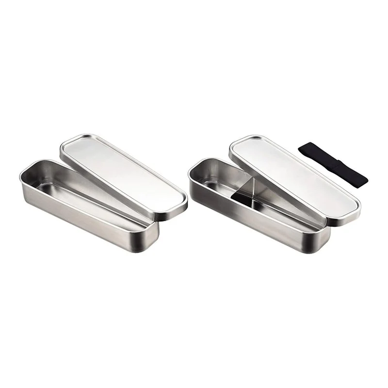 Kobo Aizawa Rectangular Slim Two-Tier Lunch Box Stainless Steel Bento Box 700ml