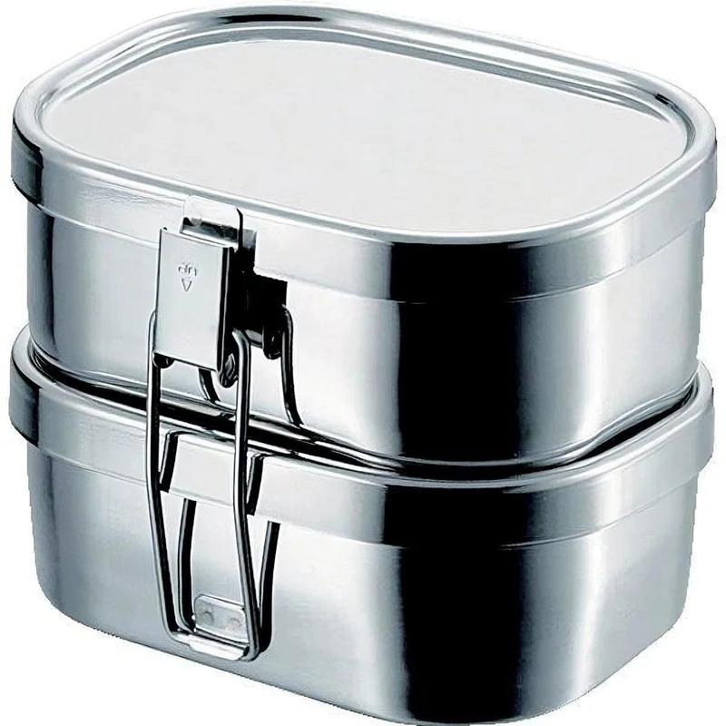 Kobo Aizawa Rectangular Two-Tier Lunch Box Stainless Steel Bento Box 720ml