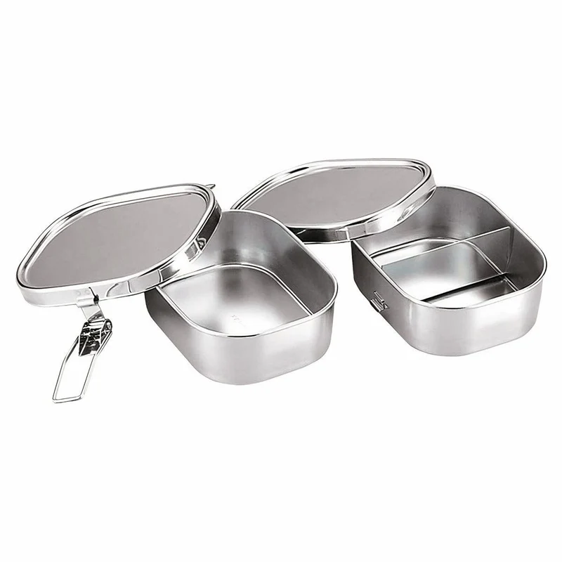 Kobo Aizawa Rectangular Two-Tier Lunch Box Stainless Steel Bento Box 720ml